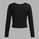 RoseSeek Girl's 3 Pack Long Sleeve T Shirt Square Neck Slim Fit Basic Tee Tops Soft Fall Tops