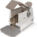 Stainless Steel XXL Cat Litter Box with 120 Lid, Enclosed Top Entry High-Sided Anti-Leak Cat Box, Dog Proof Litter Box for Multiple Cats, Includes Litter Step & Scoop