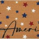 Nuanchu 30 x 17'' 4th of July Rug Patriotic Welcome Rug Non Slip Star Bathroom Farmhouse Rustic Independence Day Door Mat for Front Door Entrance Home(Star)