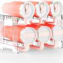 Yieach Large Stanley Cup Holder With Handle Groove, Stackable Tumbler and Water Bottle Organizer for Kitchen Cabinets,2 Tier Water bottle and Cup Storage Organizer for 40 OZ Yeti, Owala, Yeti Storage