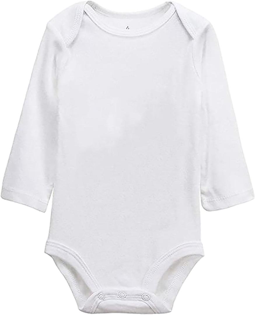 listery Newborn Bodysuit Baby Bodysuits Girls Boy Bodysuit Romper Long-Sleeve Bodysuit Unisex Babies 0-12 Months (White)