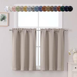 Chyhomenyc Stone Short Blackout Curtains 36 Inch Length, Small Kitchen Curtain Tier Rod Pocket Half Window Curtains for Bathroom Basement Cabinet Camper RV Bunk, 2 PCS, Each 30" Wx36 L