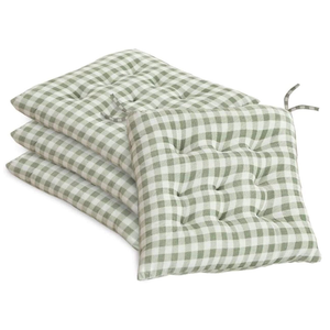 Set of 4 Chair Cushions,Dining Kitchen Chairs Seat Cushions for Outdoor Patio with Ties, 16 X 16 Inches Black and White Plaid Dining Chair Cushions