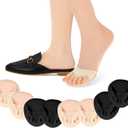 4 Pairs Ball of Foot Cushion Pads Sock Women's Toe Cover Sock with Padding Reusable Toe Topper Socks Invisible Toeless Half Socks Non-Skid Metatarsal Pads Sponge Shoe Protector for Foot High Heels