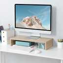 TEAMIX 20 Inch Wood Monitor Stand Riser, Wooden Desktop Stand for PC/TV/Laptop/Printer, Cozy Monitor Riser with Storage, Computer Stand Space-Saving