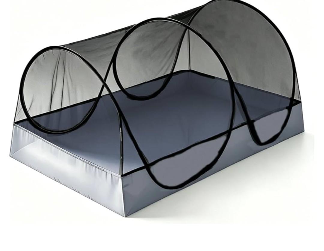 CMINGJ Portable Mosquito Net Foldable Pop-Up Travel Mosquito Net for Bed Free Installation-Suitable for Baby Adults Bedroom, Camping, nap, Patio (Large-Bottom Zipper(Black net))