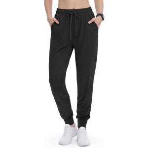 GAYHAY Joggers for Women with Pockets - Womens Sweatpants Lightweight Yoga Lounge Pants for Athletic Workout Gym Running (Black, L)