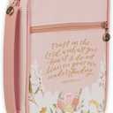 Christian Art Gifts Premium Vegan Leather Inspirational Bible Cover for Women: Trust in the Lord Encouraging Bible Verse, Easy Carry Zippered Case, Pen Loops, Pockets, Pink Multicolor Floral, Medium