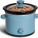 COOK WITH COLOR 2QT Mini Electric Round Slow Cooker - Adjustable Settings, Removable Stoneware Pot, Tempered Glass Lid, Dishwasher Safe, Cool-Touch Side Handles, Slate Blue