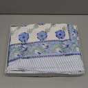 Handcrafted Hand Block Print Tablecloth 8 Seater Rectangle 60x108 Inch - Floral Canvas Cotton - Fall & Holiday Dinner Collection - Washable Reusable Sustainable Gift-Boxed - Blue & White (Blue Dutch Delft Blossoms)