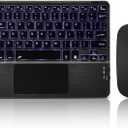 Ultra-Slim Bluetooth Keyboard with Built-in Touchpad and Mouse Portable Mini Wireless Keyboard Rechargeable 7-Color Backlit for Apple iPad iPhone Samsung Tablet iPhone Smartphone iOS Android Windows - Black