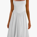 CHYRII Women Fashion Summer 2025 Spaghetti Straps Sleeveless Casual A-Line Midi Dresses Sundress, M