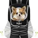 Pawaboo Pet Dog Carrier Backpack, Puppy Dog Travel Front Carrier for Small Medium Dogs Cats, Adjustable Breathable Dog Carrying Backpack with Safety Strips for Hiking, Walking (Black M Up to 10 lbs) (Medium-Up to 10lbs)