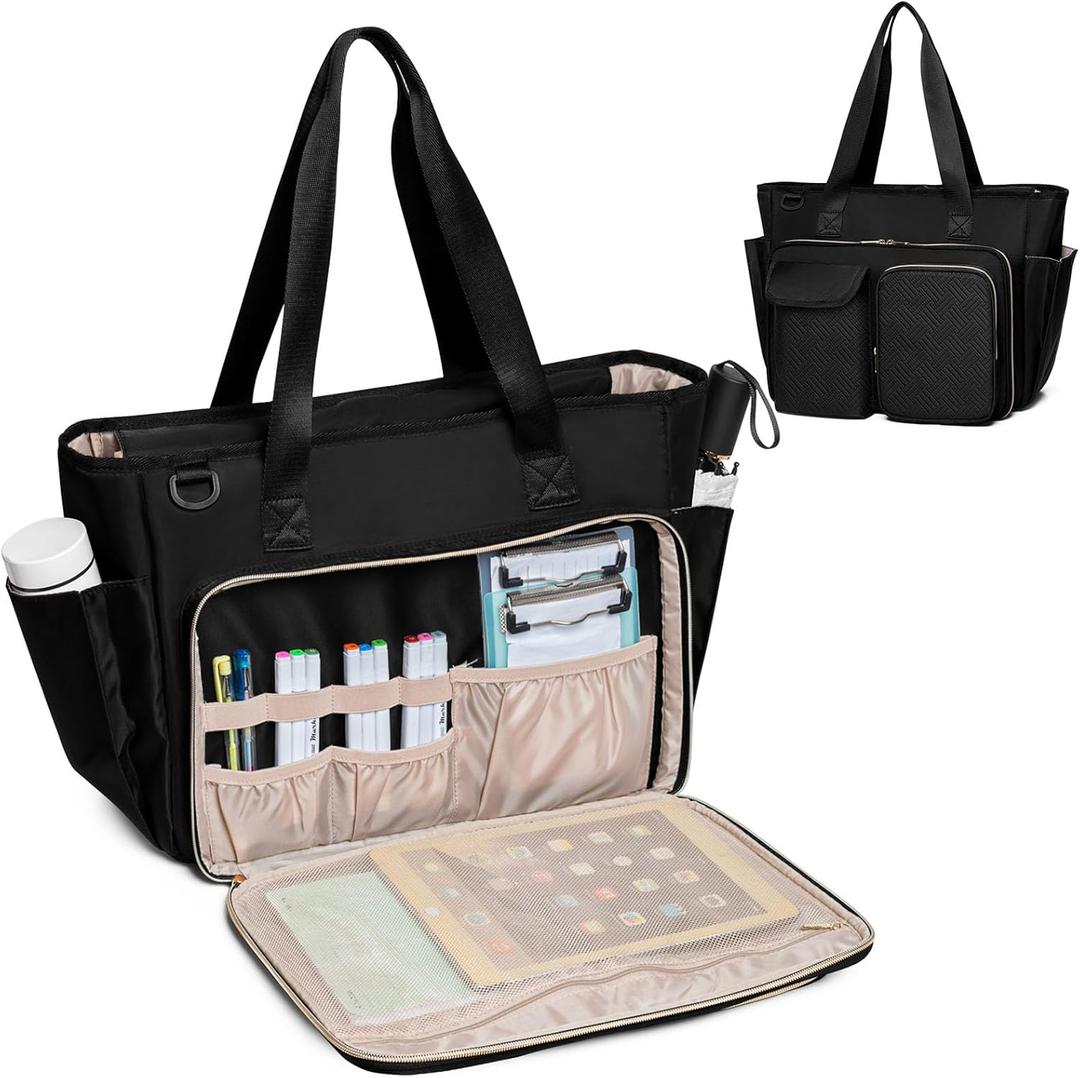 Fasrom Teacher Tote Bag with Laptop Compartment, Teacher Work Bag for Women and Teaching Supplies, Black (Patent Design)