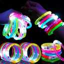 Mikulala 24Pcs Glow in the Dark Party Supplies for Kids/Adults, Flashing Light up Toys LED Bracelets Halloween Glow Sticks, Mardi Gras Party Favors Carnival Birthday Concert Gifts Accessory