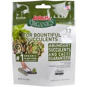 Jobe's Organics Succulent Fertilizer Spikes, Easy Plant Care for Succulent, Cactus, and Aloe Vera Plants, 12 Count (2Pack)