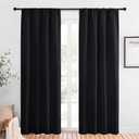NICETOWN Living Room Blackout Shades - All Season Rod Pocket Thermal Insulated Solid Blackout Curtains/Drapes for Living Room (Set of 2, 42 inches by 84 Inch, Black)