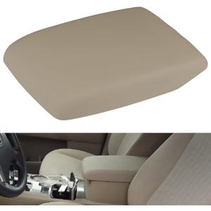 Osompar Center Console Armrest Cover Beige Compatible with Toyota Highlander 2008-2013 PU Leather Arm Rest Box Lid Middle Console Cover