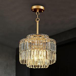 Modern 12.8 Gold Crystal Chandelier Ceiling Light Fixtures for Dining Room Luxury Glam 4-Light Crystal Chandeliers Lighting for Bedroom Entryway Hallway Living Room Kitchen Island Foyer