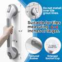 LEVERLOC 2 Pack Shower Grab Bars for Bathtubs and Showers, Easy to Install Suction Shower Handles for Bathroom Removable Handrails for Seniors Elderly Heavy Duty Safety Grip Waterproof Drill Free Gray (16.8 2 Set)