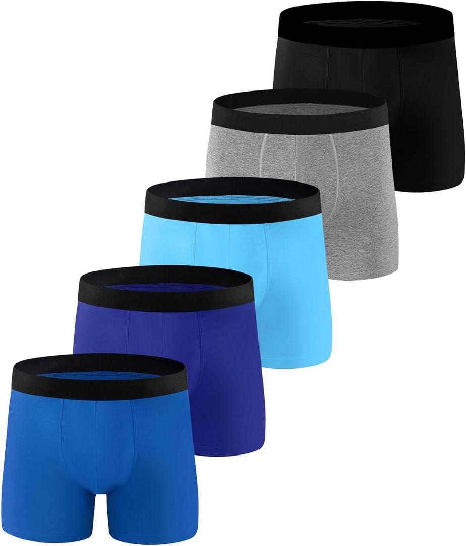 Incontinence Underwear for Men, 100ML Cotton Washable Leak-Proof Reusable Absorbent Long Leg Boxer Briefs 5 Pack (Medium)