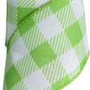 TONIFUL 2.5 Inch Green Plaid Check Burlap Wired Ribbon, Summer Spring Easter Ribbon for Gift Wrapping, Wreath Bows Making, Crafts, Birthday, Baby Shower Home Decoration, Easter Decor, Green, 6yds