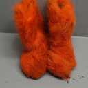 YESBOR Women's Faux Fur Winter Snow Boots Round Toe Flat Booties for Indoor Outdoor (Orange, 8)