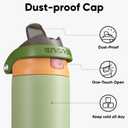 ENCOOL Leakproof Insulated Water Bottle with Straw Dual-Sip Water Bottle Bag-Safe Design for Work, Commute & Gym Keeps Drinks Cold All Day, 40 oz, Sage Green