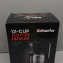 Mueller 12-Cup Drip Coffee Maker - Borosilicate Carafe, Auto-Off, Reusable Filter, Anti-Drip, Keep-Warm Function, Clear Water Level Window Coffee Machine, Kitchen Essentials & Accessories (Black)