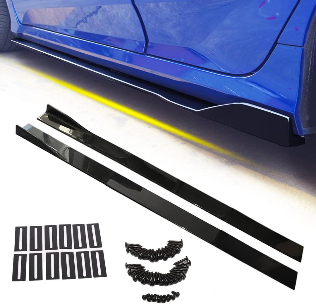 Universal 86.6 Inch Side Skirts Rocker Panels Extensions Compatible with Subaru,VW, Mazda,Mustang, Honda, Toyota, BMW Chevrolet, Ford, Mazda (black)