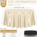 12 Pack Champagne Round Tablecloth, 108 Inch Silky Satin Table Cloth, Bright Silk Tablecloth Smooth Fabric Table Covers Overlay Silky Round Table Decoration for Wedding Party Banquet Birthday