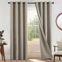 COSVIYA 100% Blackout Natural Linen Curtains & Drapes 84 Inch Length 2 Panels Set, Full Room Darkening Grommet Insulated Thermal Window Panels for Bedroom/Living Room,52x84 inches (52"W x 84"L (Pack of 2), Natural Taupe)