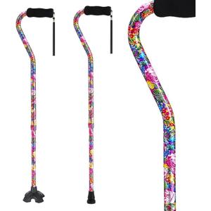 Elegant Walking Cane for Women, Foldable & Adjustable Cane for Seniors with Self-Standing Tip | Lightweight Mobility Aid for Stability & Balance Support (Pink Flower)