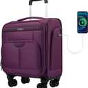 Underseater Carry-On Luggage Airline Approved with Spinner Wheels, 16 Inch Luggage with TSA Lock, Overnight Rolling Softside Suitcases for Women,Purple