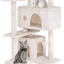 PayLessHere Cat Tree 54in Tower with Cat Scratching Post,Multi-Level Stand House Furniture Kitty Activity Center with Furry Ball Toys for Indoor (Beige)