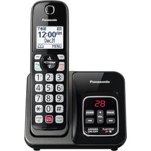 Panasonic Cordless Phone with Answering Machine, Advanced Call Block, Bilingual Caller ID and High-Contrast Display, Expandable System with 1 Handset Cordless Telephone - KX-TGD830M (Metallic Black)