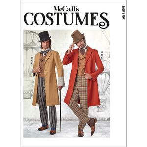 McCall's Men's Costume, Victorian Gentleman Sewing Pattern Kit, Code M8185, Sizes Small, Medium, Large, Multicolor