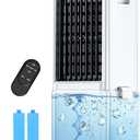 COOLECH Evaporative Air Cooler w/ 4 Modes & 3 Speeds, Waterless Alert, 2.4-Gal Tank for 20H Cooling, 12H Timer, 20FT Remote, 70° Auto Swing Windowless Air Conditioner, Portable AC Unit for Bedroom