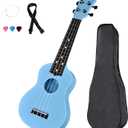 Kids Toy Ukulele 21 inch Soprano Ukelele,Musical Instrument, Ukulele Toy Gift for Children Beginners with Bag Picks Strings (Light blue)