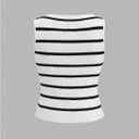 GORGLITTER Women's Sleeveless Striped Sweater Vest Dressy Button Down Knit Business Casual Cardigan (S)