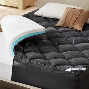 Bedlore Twin Mattress Topper 4-Inch Dual Layer Memory Foam Mattress Topper
Mattress Topper for Back Pain, Dual Layer Medium Support (2" Gel Memory Foam + 2" Cooling Fluffy Pillow Top Pad), Gray