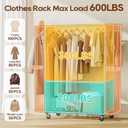 TigerParty Heavy Duty Clothes Rack,Load 600 LBS,Metal Garment Rack,Standing Rolling,Clothing Rack for Hanging Clothes,Portable Closet Wardrobe Rack for Bedroom Laundry Living Room