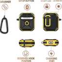 2 x Koaichi for AirPods 2nd/1st Generation Case, Full-Body Ultra-Hard Shell Protective Cover with Lock, Powerful Drop Protection, Well Built Case Designed for AirPods 2/1, Black/Yellow