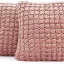 COCOPLOCEUS Throw Pillow Covers 18x18 Set of 2 Velvet Square Pillowcase Soft Skin-Friendly Thickened Decorative Farmhouse Cushion Covers Soft Bubble Texture for Couch Sofa Bedroom Living Room,Pink