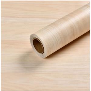 TAOGIFT Self Adhesive Vinyl Light Yellow Pine Imitation Paper Wallpaper for Kitchen Furniture Cabinets Shelves Table Dresser Drawer Cupboard Wardrobe Decal 15.7X117 inches