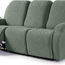 VANSOFY Recliner Cover, 3-Pieces Stretch Reclining Couch Covers with Pockets Reclining Sofa Slipcovers 3 Seater Soft Washable Furniture Protector for Dogs Cats(Bean Green)