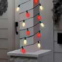 C7 LED Red and White Christmas Lights, 25Ft Outdoor Christmas String Lights with 27 LED Red and White Plastic Bulbs, Vintage Christmas Light for Outside Patio Christmas Tree Cafe Party House Decor