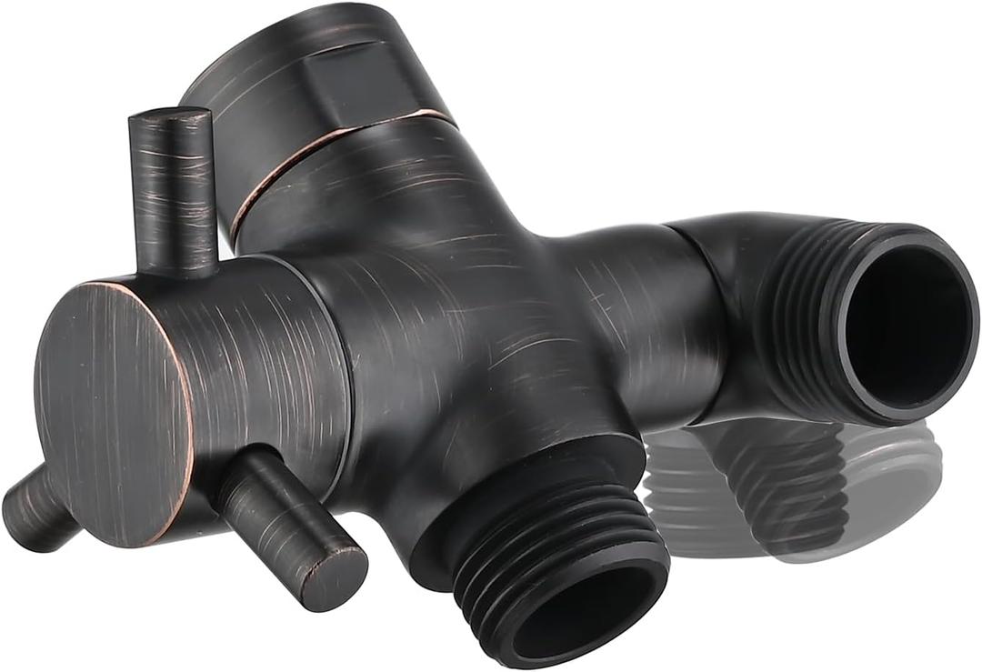 PDPBath Brass 3 Way Shower Arm Diverter Valve for Handheld Shower Head and Fixed Shower Head, G1/2 Universal Connection - Oil Rubbed Bronze