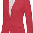 luvamia Women's Long Sleeve Formal Notch Lapel Button Down Blazer Pockets Jacket (Red, S)