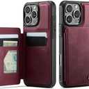 Vinich for iPhone 16 Pro Max 6.9" Wallet Case with Card Holder, RFID Blocking Credit Slots Kickstand Shockproof Phone Cover for Women Men, Burgundy